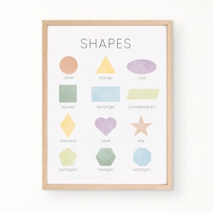 Affiche éducative Formes l Arc-en-ciel neutre l Chambre de bébé, salle de jeux pour tout-petits École à la maison, salle de classe Impression imprimable murale Art déco en téléchargement numérique