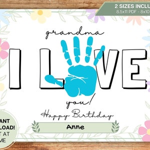 Oma Happy Birthday Liebe Handabdruck Handwerk Karte Kind, Kleinkind, Baby l Vorschule, Kita, Geschenk, Schule l Digitaler Download druckbare Kunst