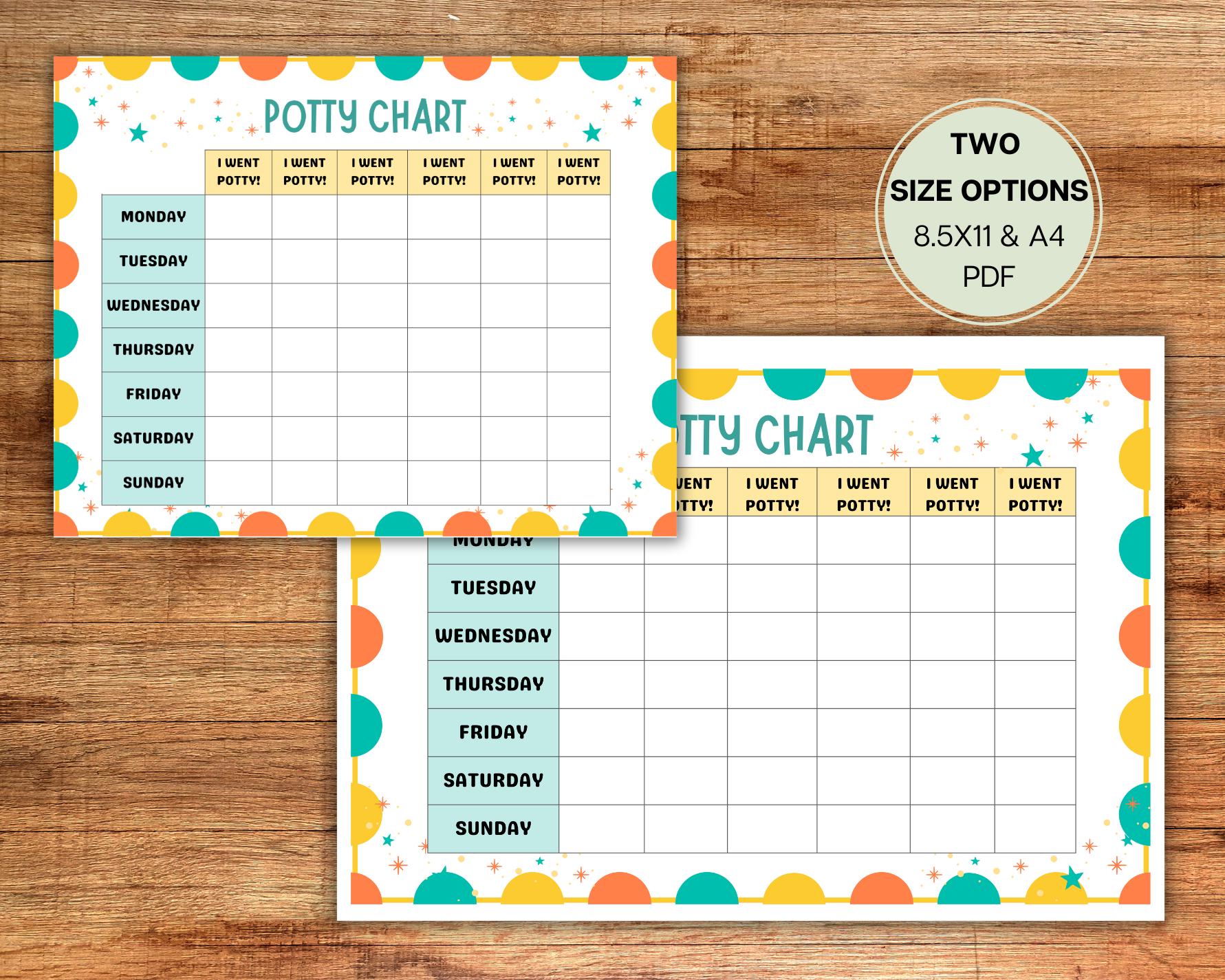 Customize Potty Chart.pdf Potty Training Chart for Toddlers, Potty Chart for Boys and Girls ...