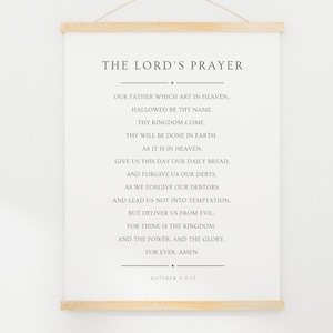 May include: A printable wall art print with a white background and black text. The text is the Lord's Prayer, with the words "Our Father which art in heaven" at the top and "Matthew 6:9-13" at the bottom.