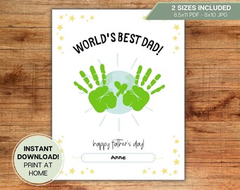 World's Best Dad Father's Day Card l Baby, Toddler, Child, Handprint l Preschool, Daycare Gift Printable Instant Download Craft