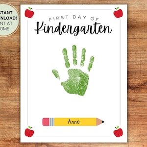 First Day of Kindergarten l Keepsake Handprint Craft Card from Child, Student l Homeschool, Daycare, Gift, School l Download Printable Art