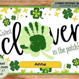 Le plus mignon des cadeaux d'artisanat pour la Saint-Patrick l Enfant, tout-petit, empreinte de main l École maternelle, garderie, salle de classe l Téléchargement instantané Art imprimable