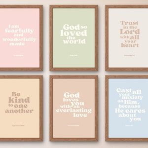 Bible Verse Boho Decor l Christian Printable Scripture Poster Set Church Home Sunday School Playroom Nursery Child l Gallery Print Download