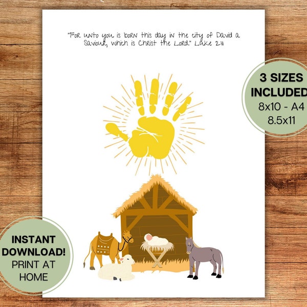 Luke Nativity Art l Christmas l Sunday School, Child, Baby, Handprint l Instant Digital Download l Gift l Keepsake l Printable Craft