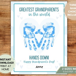 Great Grandparent Handprint Craft Card from Child, Toddler, Baby l Preschool, Daycare, Gift, School l Grandparent&#39;s Day l Download Printable