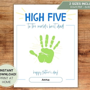 High Five Happy Father's Day Card l Baby, Peuter, Kind, Voetafdruk, Handafdruk l Kleuterschool, Kinderdagverblijf Cadeau Afdrukbare Instant Download Craft