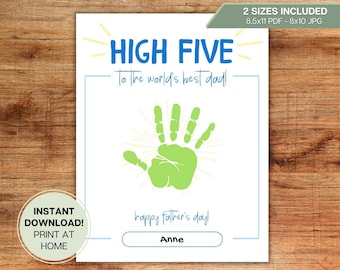 High Five Happy Father's Day Card l Baby, Toddler, Child, Footprint, Handprint l Preschool, Daycare Gift Printable Instant Download Craft