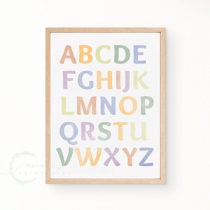 Alphabet Educational Poster l Neutral Rainbow l Nursery Toddler Playroom Homeschool l ABC Print Printable Wall Art Decor l Preschool Daycare