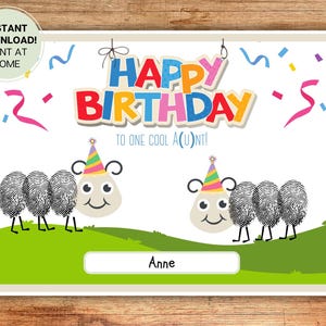 Karte zum Geburtstag Tante l Geschwister, Baby, Kleinkind, Kind, Fingerabdruck, Handabdruck l Vorschule, Kindergarten Geschenk Printable Instant Download Fertigkeit