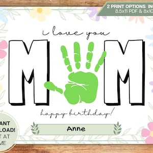 Liebe Mama alles Gute zum Geburtstag Handabdruck Bastelkarte l Kleinkind, Baby l Vorschule, Kita, Geschenk vom Kind l Digitaler Download druckbare Kunst
