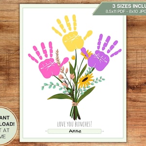 Ti amo grappoli Bouquet Handprint Craft Card da bambino, bambino piccolo, bambino l prescolare, asilo nido, regalo, scuola l download digitale arte stampabile