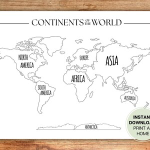 Mapa de los continentes del mundo l Colorear l Colorear l Mapa de ventas imprimible l Seguimiento de objetivos l Mapa de pedidos de Etsy l Descarga digital instantánea SVG jpg png pdf