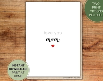 Love You Mom Card l Mother's Day, Birthday, Just Because l Kid, Toddler, Child l Gift Preschool Daycare Printable Instant Digital Download