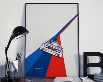Printable BMW CSL 35 M Performance Tri-Color Slanted Track Poster DIGITAL download Design For Kids Boys Man Cave Boys Room 18x24 inches.