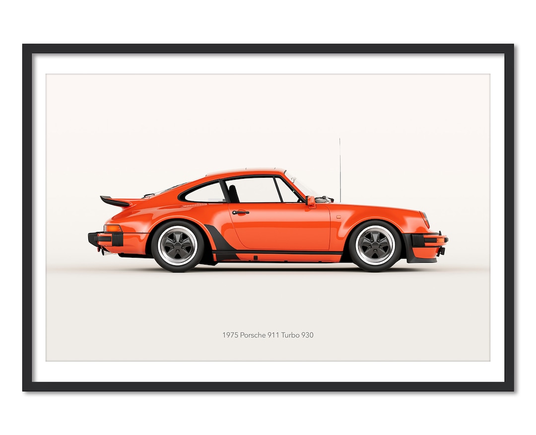 ポルシェ 930 Turbo カタログポスター　A2　額無し Porsche 911 Turbo 930 Illustration, Orange Car Art (digital