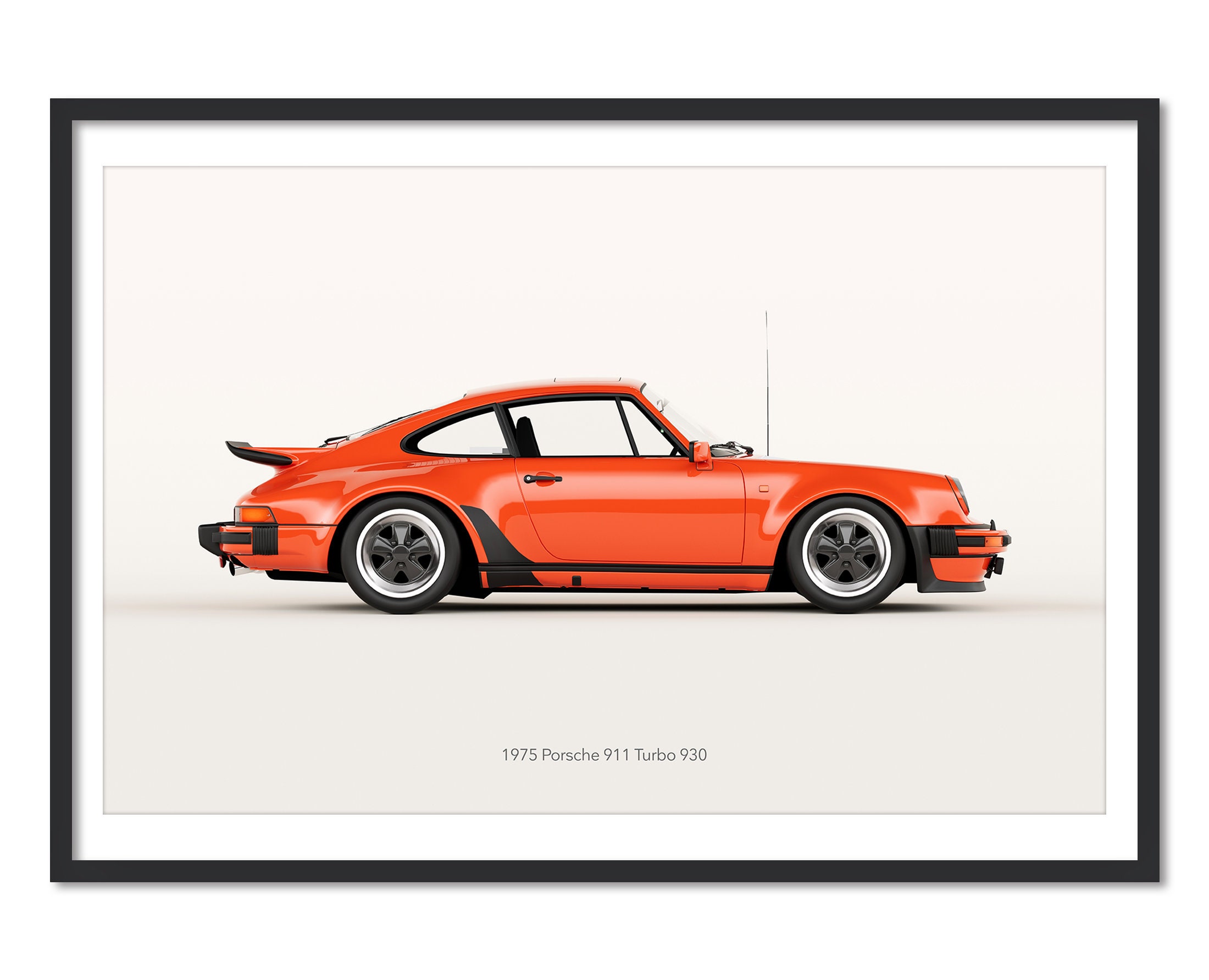 Porsche 911 Turbo 930 Illustration, Orange Car Art (digital