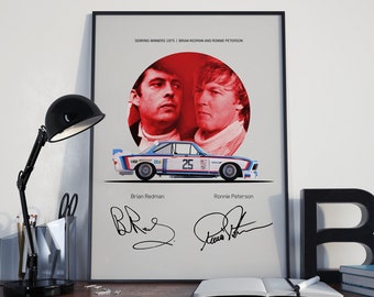BMW 3.5 CSL Brian Redman and Ronnie Peterson 1975 Sebring Winner Legends Poster DIGITAL download Design For 18x24 Inches