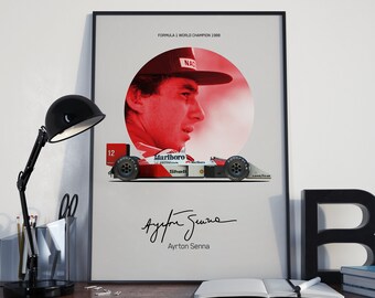 Printable Marlboro Mclaren MP4-4 Ayrton Senna 1988 Champion Legends of Formula 1 Poster DIGITAL download Design For 18x24 Inches