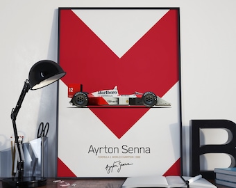 Printable Marlboro Mclaren MP4-4 Ayrton Senna 1988 Champion Poster DIGITAL download Design For Kids Boys Man Cave Boys Room 24x36 Inches