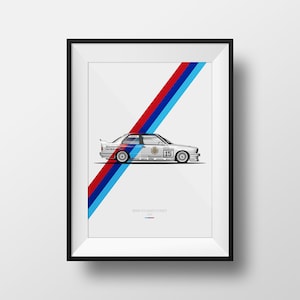 Printable BMW M3 Warsteiner 1992 Race Car DIGITAL DOWNLOAD Design For Kids Boys Man Cave Boys Room 11x14 Inches