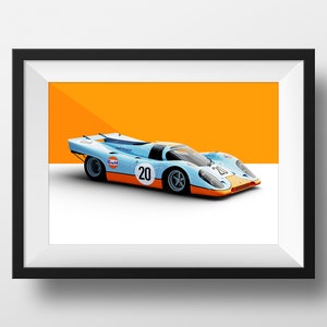Porsche 917 Gulf Number 20 Steve Mcqueen LeMans DIGITAL DOWNLOAD Design For Boys Man Cave Boys Room 13x19 Inches