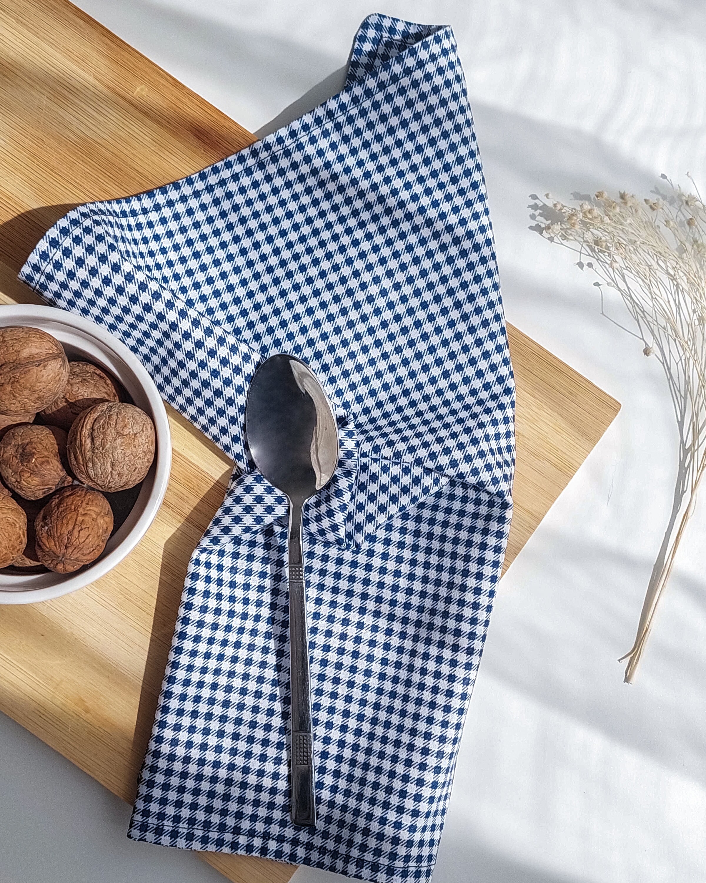 Cloth Napkins Blue White Plaid Napkins Dinner Napkins Linen Etsy