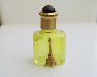 Empty perfume miniature decorated with a golden Eiffel Tower, 3.7 cm high, souvenir of Paris, Valentine's Day gifts, French manufacturing