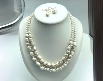Collier femme, collier baroque, collier ras de cou, collier perles baroque, 40 cm, parure collier femme, clips ou oreilles percées