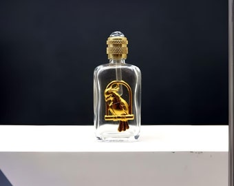 Lege parfum miniatuur papegaaidecoratie op zitstok - 6 cm hoog - Geleverd in zakje