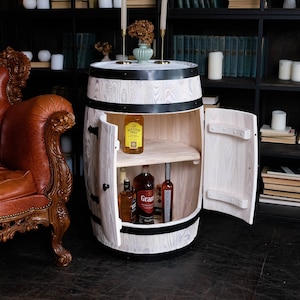 Liquor cabinet, Drinks cabinet, Wooden barrel bar image 2