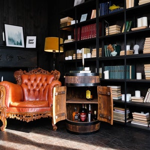 Cocktailkast, Likeurkast, Barrelbar van natuurlijk hout 80 cm