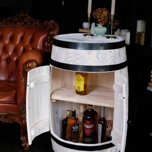 Liquor cabinet, Drinks cabinet, Wooden barrel bar Barrel bar