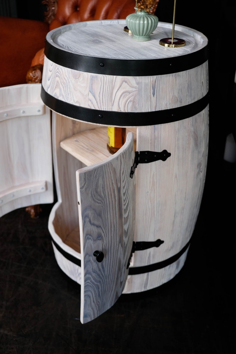 Liquor cabinet, Drinks cabinet, Wooden barrel bar image 4
