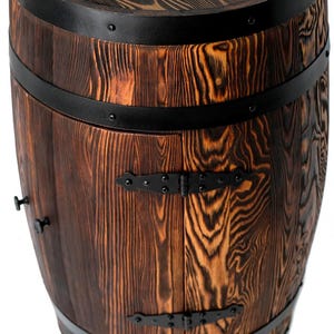 Fassbar aus Holz with LED Rollen, Barschrank, Weinregal Fass | Spirituosenschrank Rustikale Hausbar | Mobiler Barwagen | Geschenk für Männer image 14