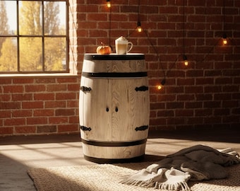 Barrel Bar Drinks Cabinet_Barrel Liguor Cabinet_Handcrafted barrel bar made of natural wood