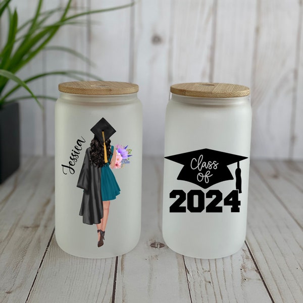 Class of 2024 Graduate Personalized Frosted Can Glass, 16 oz