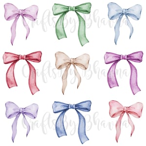 Watercolor Multi-Coloured Bows Sublimation Design | Digital PNG for DTF Transfers | Instant Download | Printable Multi-Colored Coquette
