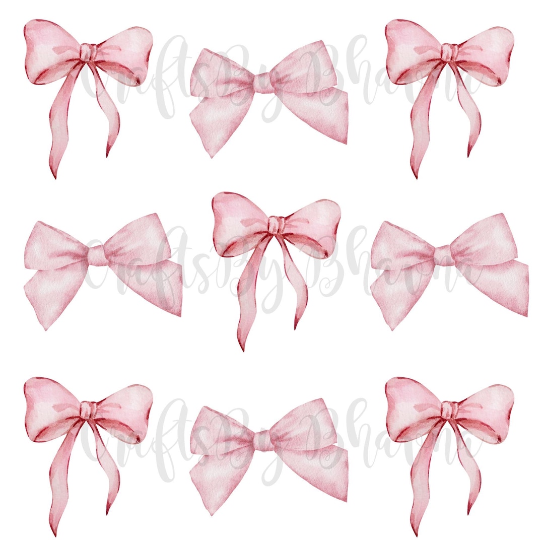 Watercolor Pink Bows Sublimation Design | Digital PNG for DTF Transfers ...