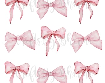 Watercolor Pink Bows Sublimation Design | Digital PNG for DTF Transfers | Instant Download | Printable Pink Coquette Clipart