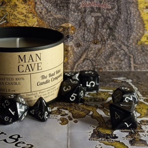 Man Cave Teakwood Scented Candle | 8 0z Soy Wax | Black Tin