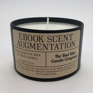 eBook Scent Augmentation Old Book Scented Candle | 8 oz Soy Wax | Black Tin