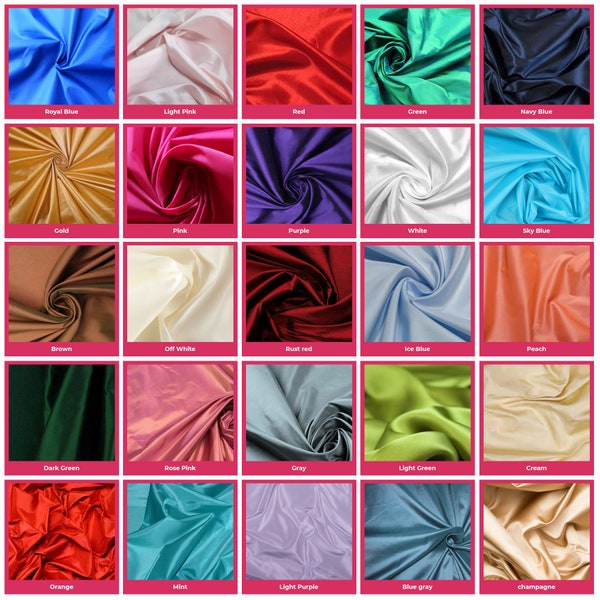 48 Colors Taffeta Fabric, Plain Taffeta Fabric, Taffeta Silk Fabric, Gown Fabric, Polyester Taffeta Fabric For Bridal Dresses By The Yards