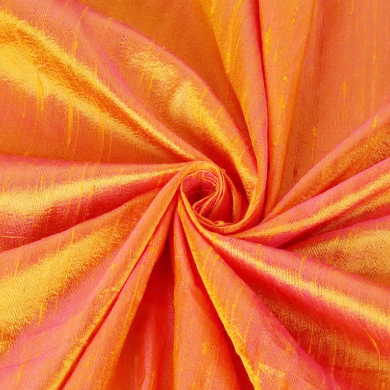 Orange 202 Embroidery Dupioni Silk Fabric