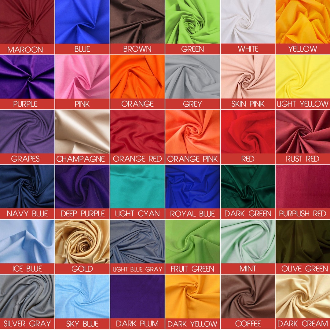 36 Colors Plain Cotton Fabric, Quilting Cotton, Cotton by Yard, UK Seller, Cotton Fat Quarters ...