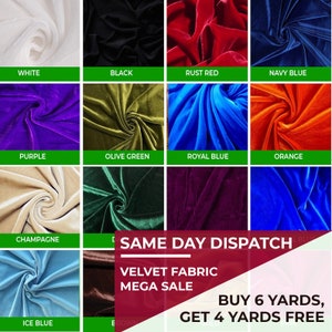 Silk Velvet Fabric: Apparel, Quilts, Dress, Pillow - Full Color