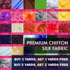 36 Color 100% pure Silk Premium Chiffon Plain fabric Fashion Fabric, Silk Chiffon Silk 6 Momme, Craft & Dress use Sylph Scarf fabric