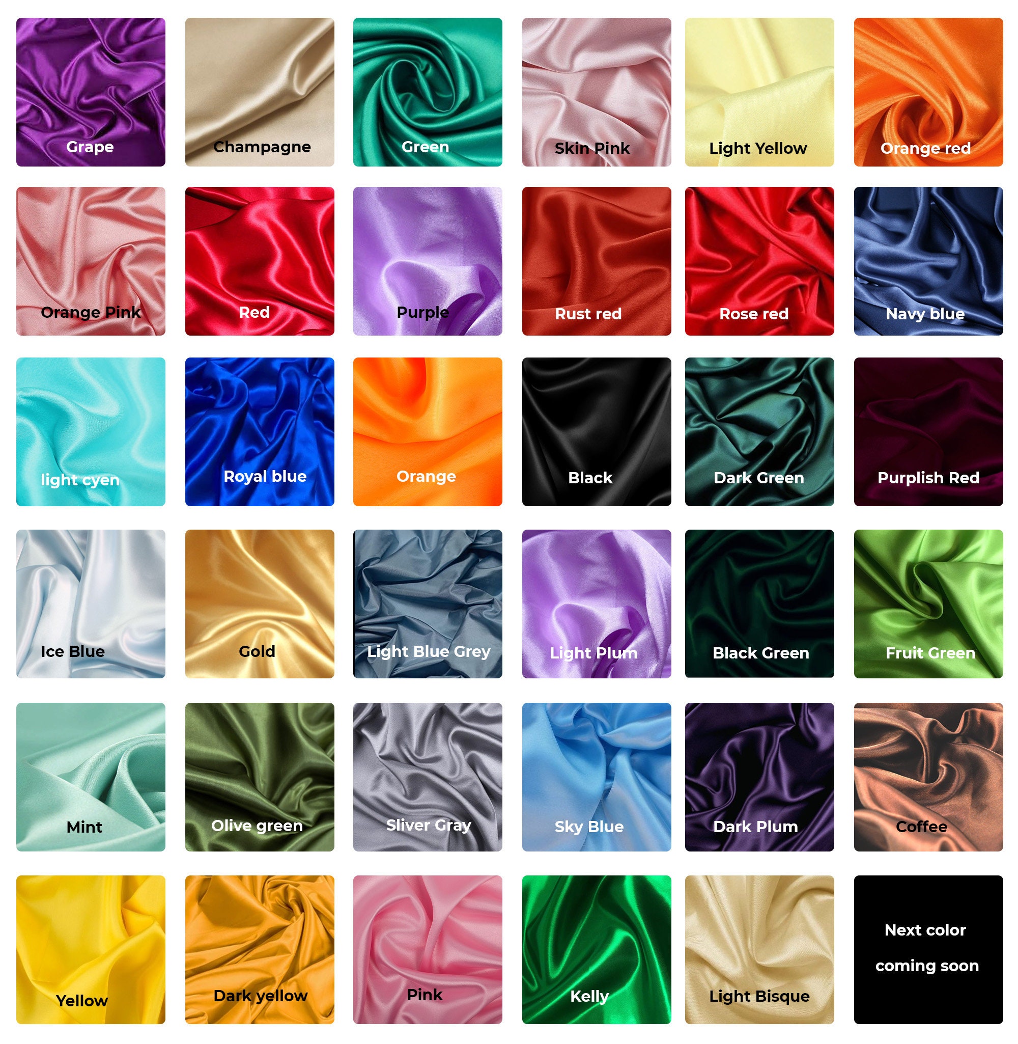 Wholesale Silk Satin Fabric by the Yard 42 Colours Silk Satin Etsy