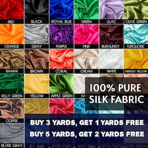 Multi Color Silk Fabric, 100% Pure Silk Fabric, Indian Wedding Silk, Silk Fabric by the yard, Plain fabric