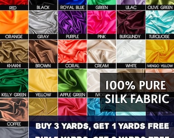 Pure Silk Satin Fabric, Indian Wedding Material, Solid Colors